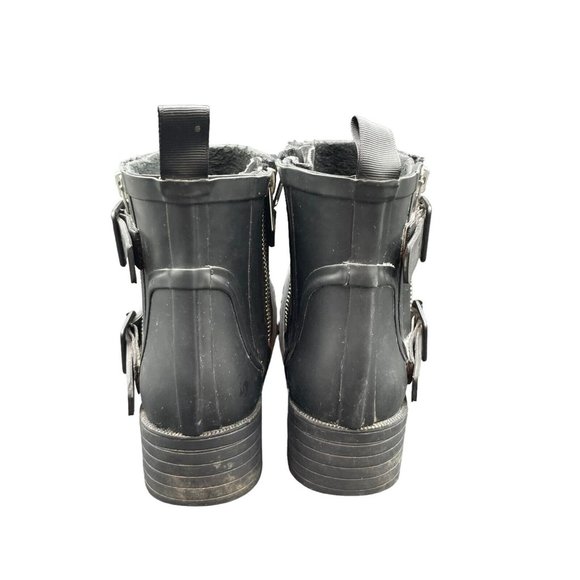 Rebecca Minkoff Black Rubber Ankle Boots Womens 6 Booties Rain Boots - Picture 4 of 7